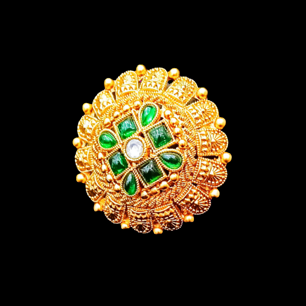 Ethnic Gold- toned Statement Ring with Stones