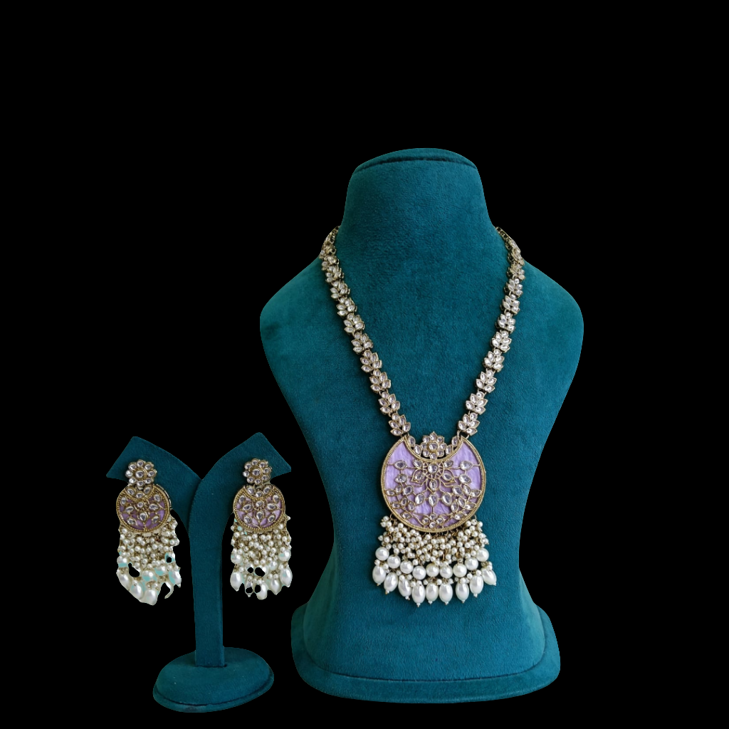 Meenakari Pearl Pendant Necklace set