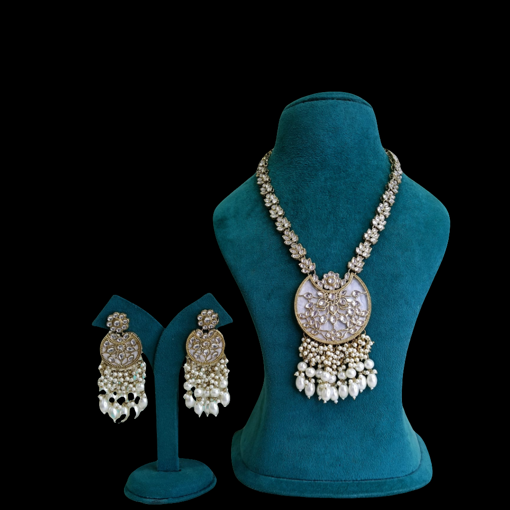 Meenakari Pearl Pendant Necklace set