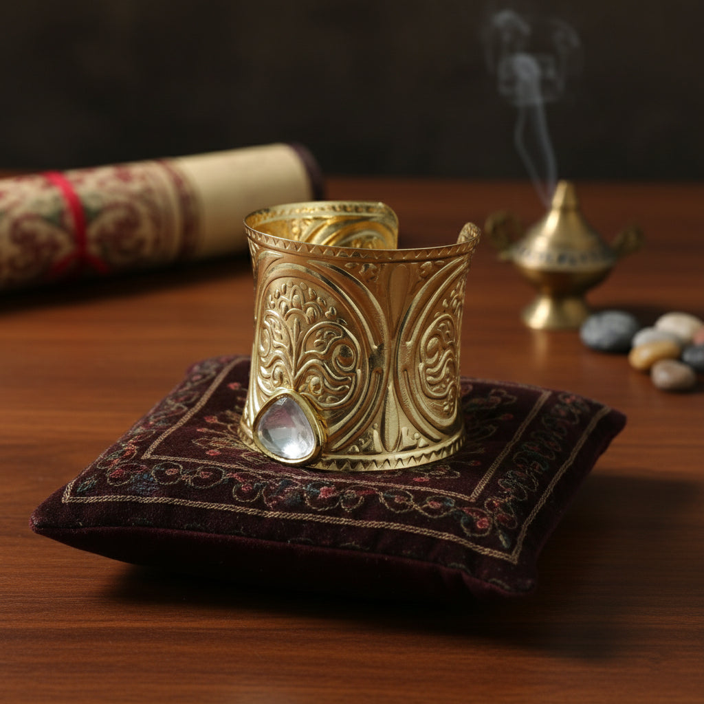 Svarna Rekha Engraved Cuff Style Bracelet