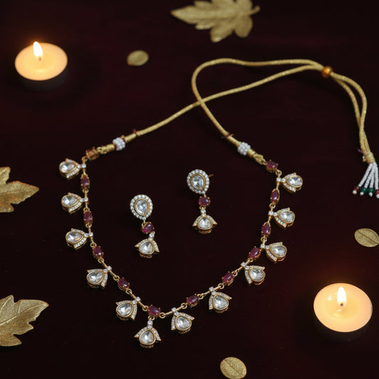Heirloom Ruby Drop Polki Necklace Set