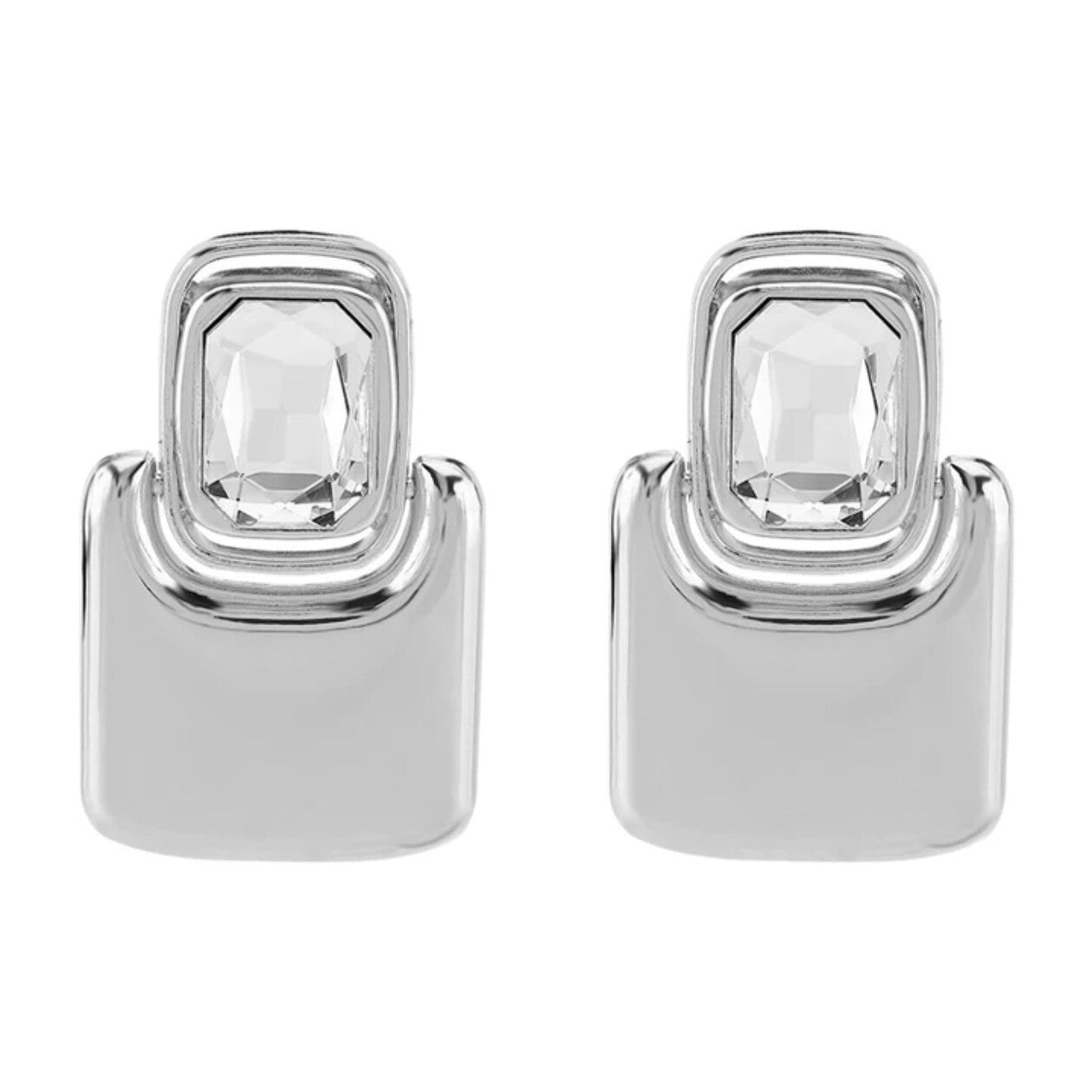 Mirror Muse Geometric Glass Stone Statement Earrings