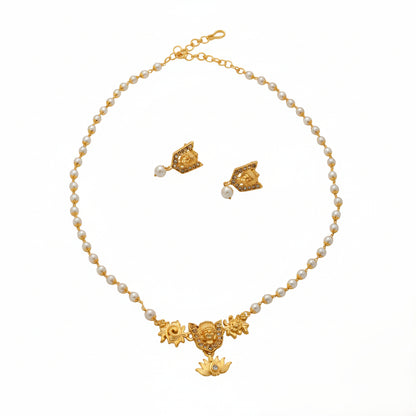 Vaibhavi Pearl Lakshmi Necklace Set