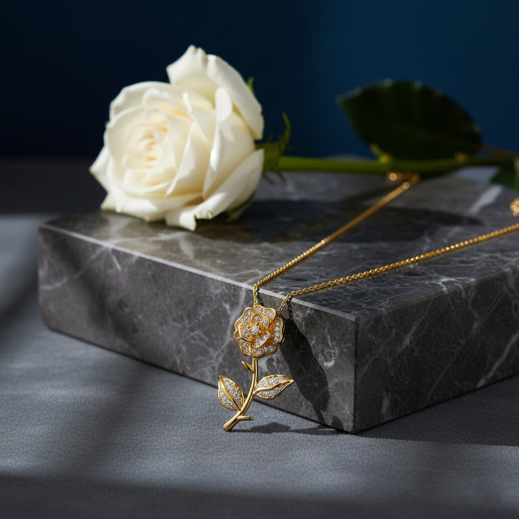 Rose Reverie – Crystal Bloom Necklace