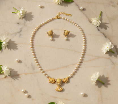 Vaibhavi Pearl Lakshmi Necklace Set