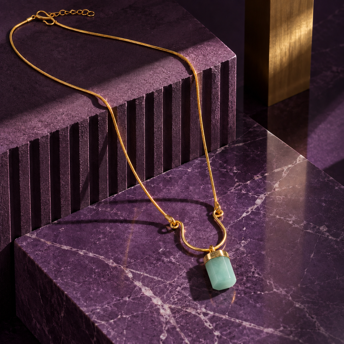 Terrene Raw Gemstone Baguette Pendant Necklace