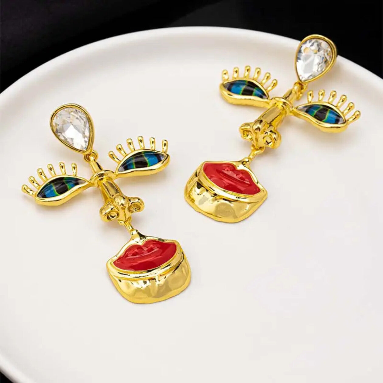 Muse in Motion Enamel Face Statement Earrings