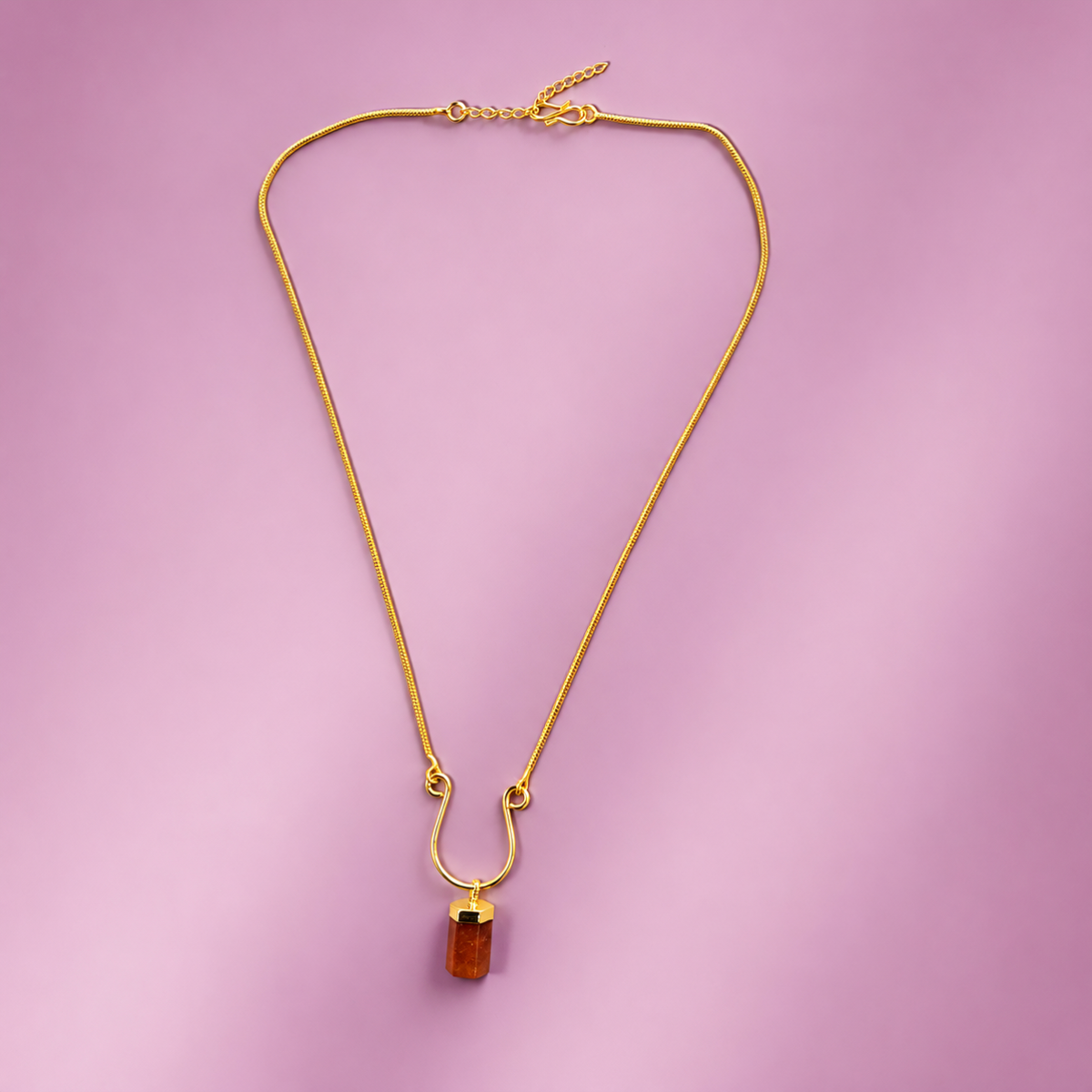 Terrene Raw Gemstone Baguette Pendant Necklace