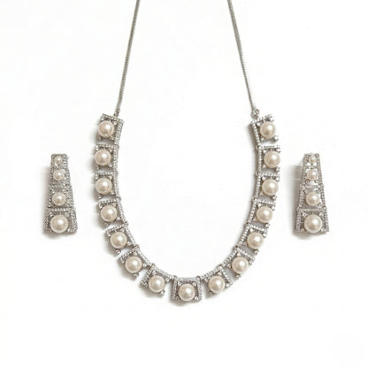 Regal Radiance American Diamond Jewellery Set (Rhodium Plated)