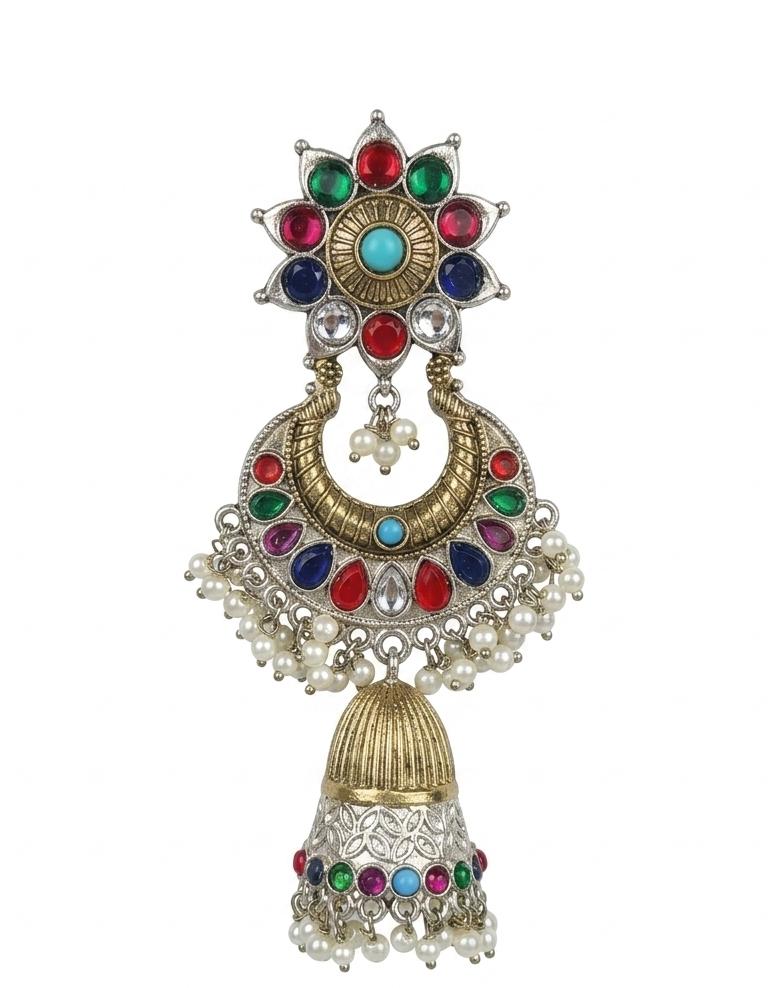 Rivaayat Chandbali Jhumka Earrings with Pearl Drops
