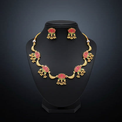 Kamalika Lotus Enamel Necklace Set