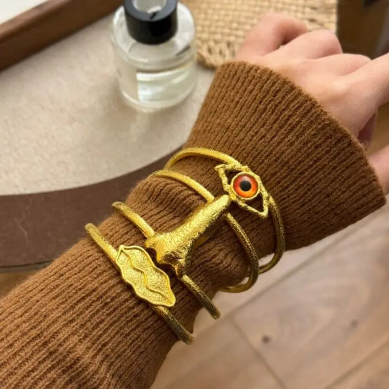 Silent Muse Abstract Face Statement Cuff Bracelet