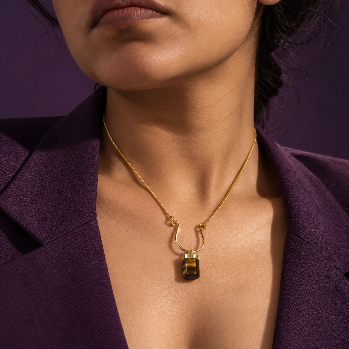 Terrene Raw Gemstone Baguette Pendant Necklace