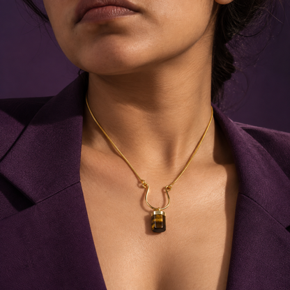 Terrene Raw Gemstone Baguette Pendant Necklace