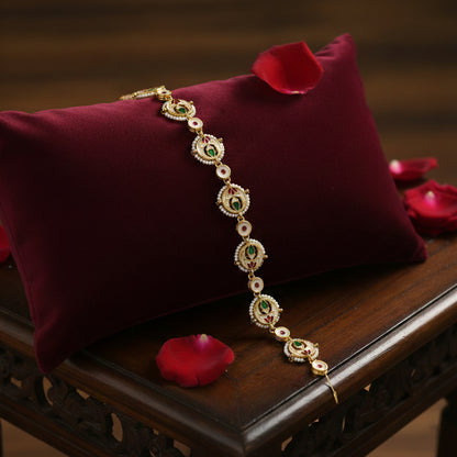 Rajdwari Reversible Kundan Meenakari Mathapatti