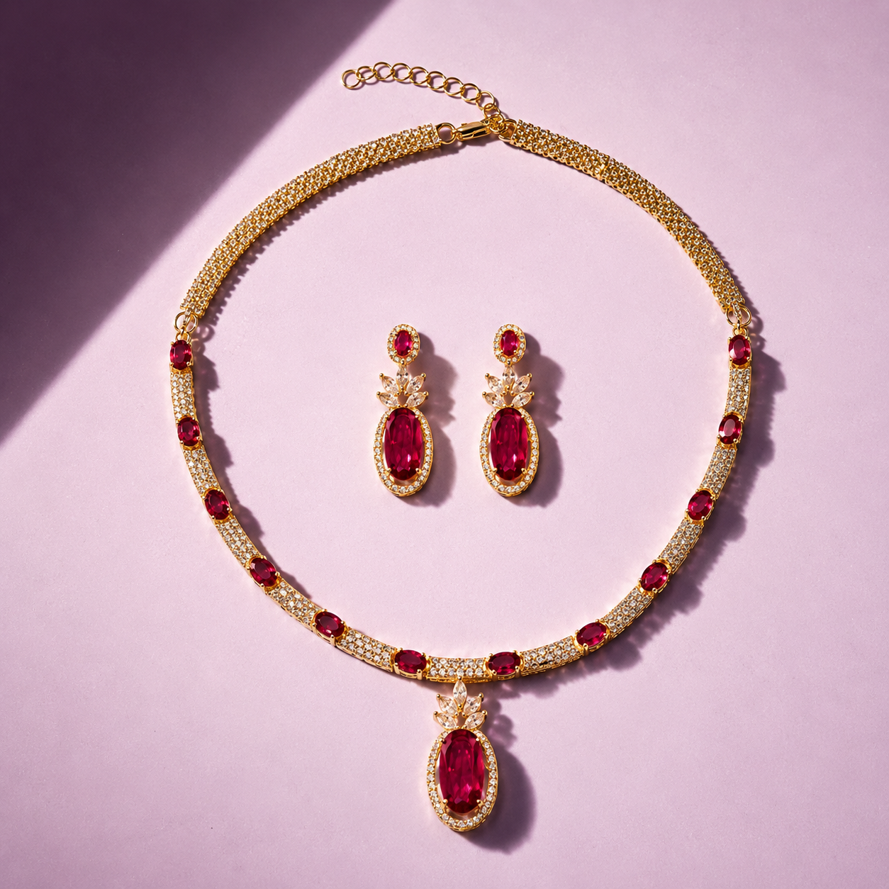 Elara AAA American Diamond Statement Necklace & Earrings Set