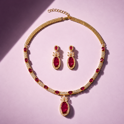 Elara AAA American Diamond Statement Necklace & Earrings Set