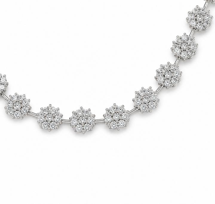 Rhodium Plated AAA American Diamond Floral Necklace Set in Brass – Elegant CZ Jewellery for Women
