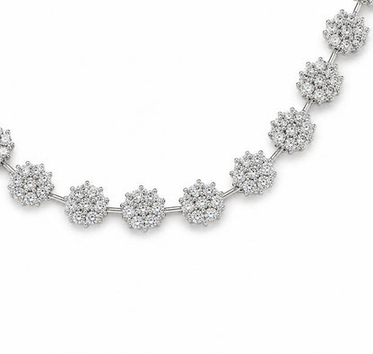 Rhodium Plated AAA American Diamond Floral Necklace Set in Brass – Elegant CZ Jewellery for Women