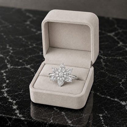 Floral AAA American Diamond Brass Statement Ring| Daisy Flower Cocktail Ring for Women