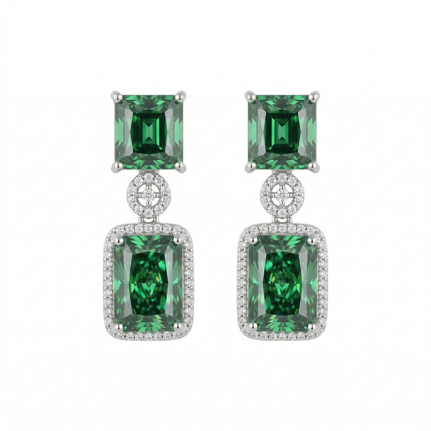 Regal Geometry American Diamond Necklace Set (Rhodium Plated)