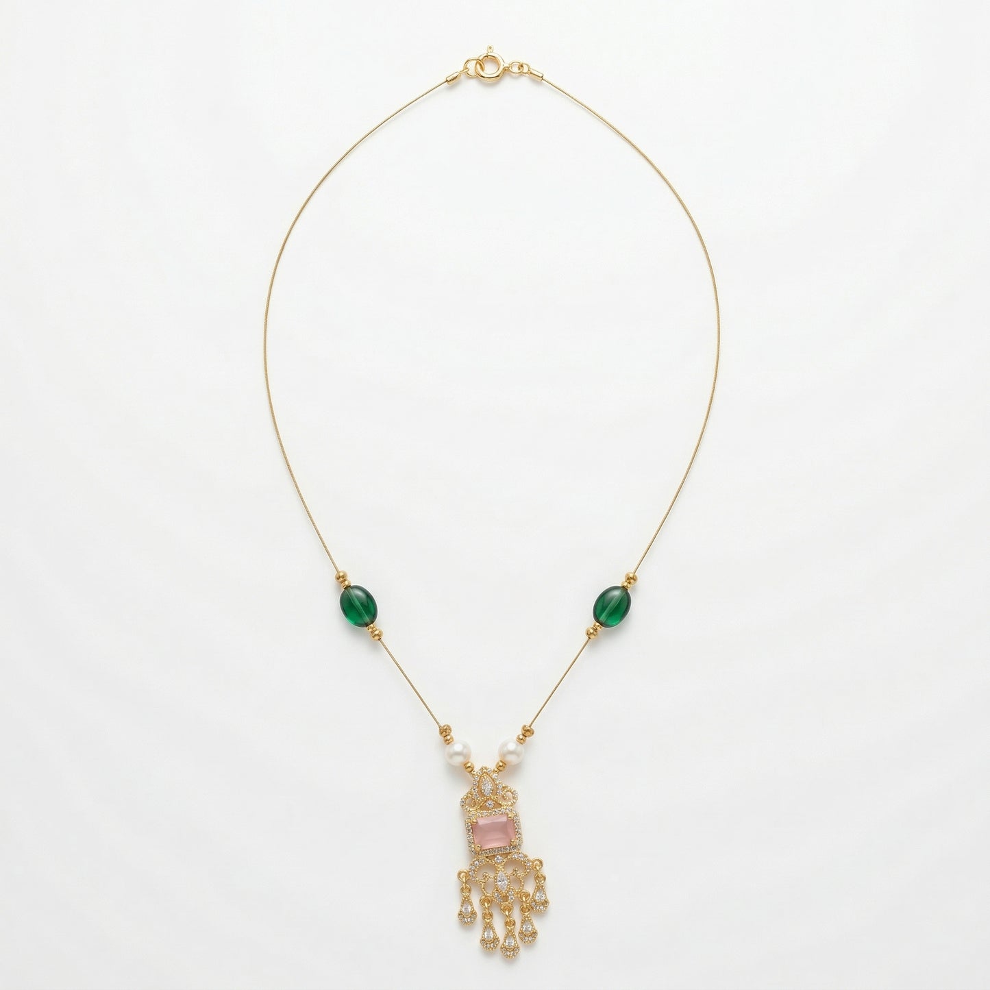 Minimal Luxe American Diamond Pendant Necklace (Gold Plated)