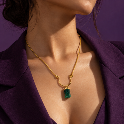 Terrene Raw Gemstone Baguette Pendant Necklace