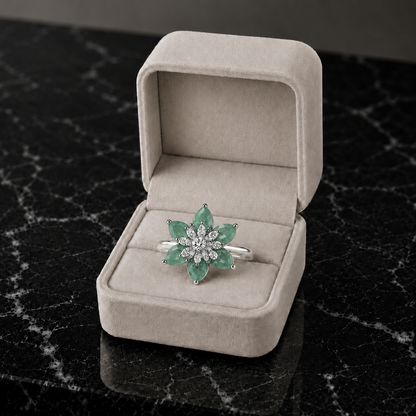 Floral AAA American Diamond Brass Statement Ring| Daisy Flower Cocktail Ring for Women