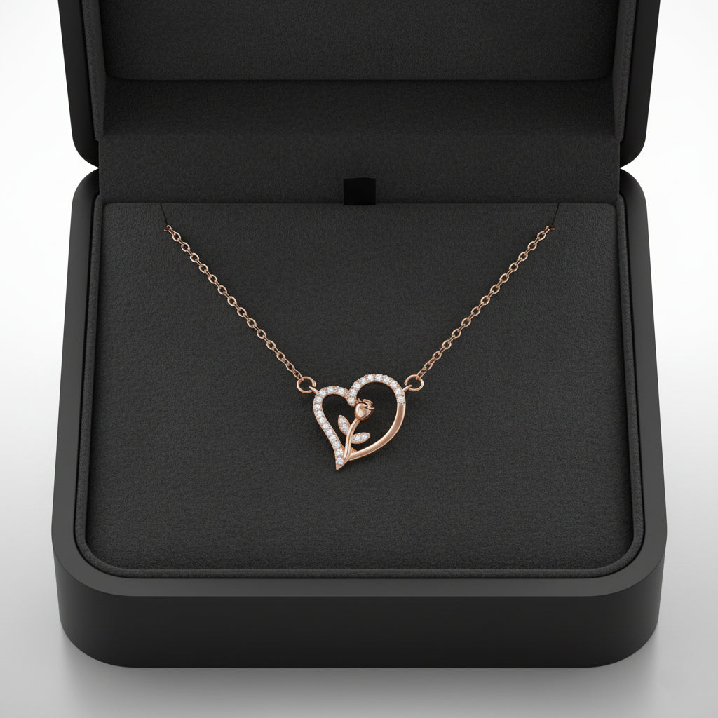 Heart Whisper – Rose Gold Love Pendant Necklace