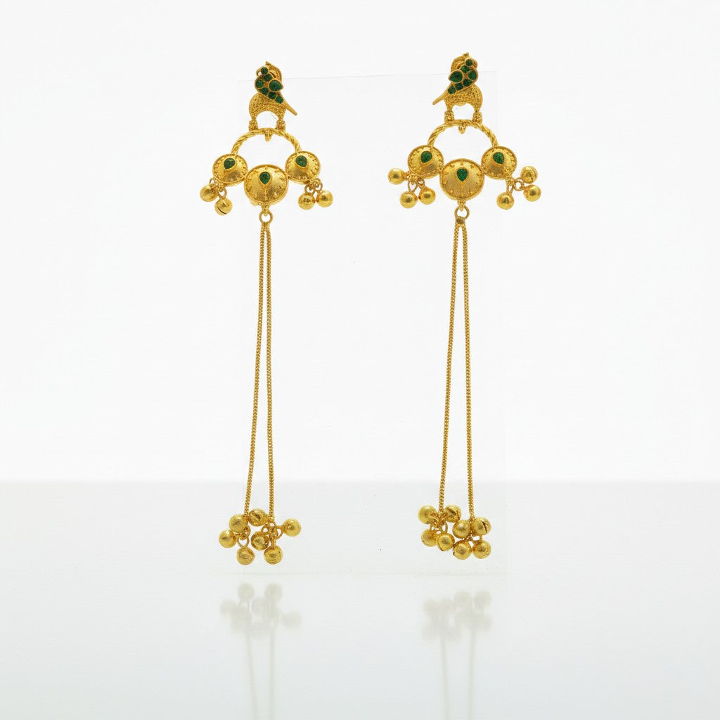 Long Statement Drop Earrings (Glass Stone)