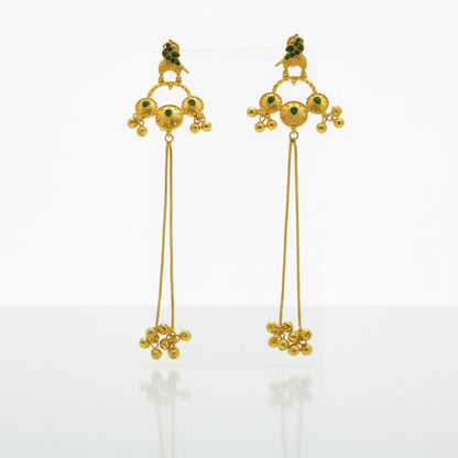 Long Statement Drop Earrings (Glass Stone)