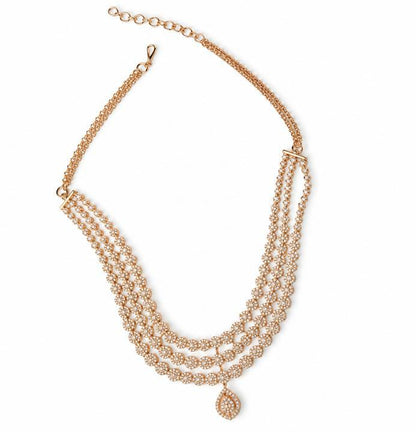Rose Gold Plated AAA American Diamond Necklace Set in Brass – Delicate CZ Jewellery for Women”