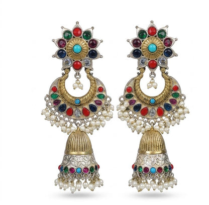 Rivaayat Chandbali Jhumka Earrings with Pearl Drops