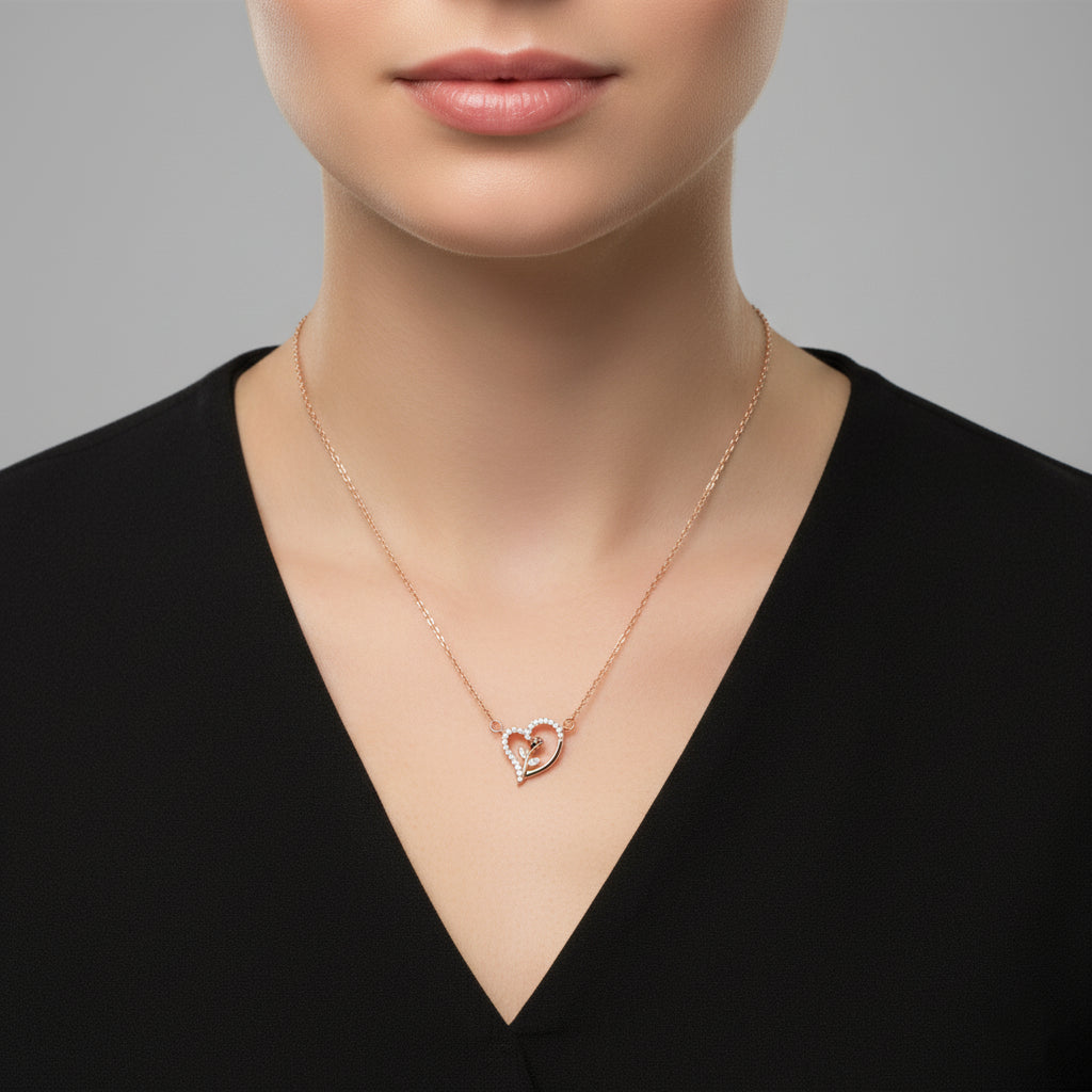Heart Whisper – Rose Gold Love Pendant Necklace