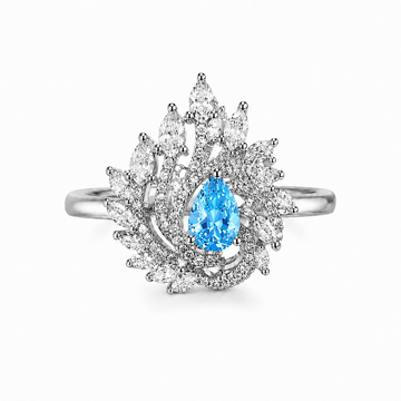 AAA American Diamond Halo Cocktail Brass Ring| Statement Solitaire Finger Ring