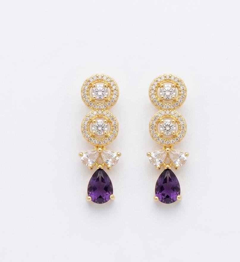 Bouti Patta AAA American Diamond Necklace & Earrings Set | Brass | Floral Choker Collar | Bridal & Party Jewellery