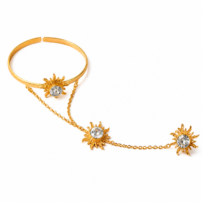 Solara Sunburst Hand Harness Ring Bracelet (Hath Phool)