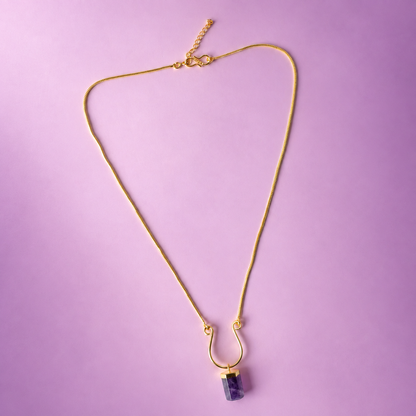 Terrene Raw Gemstone Baguette Pendant Necklace