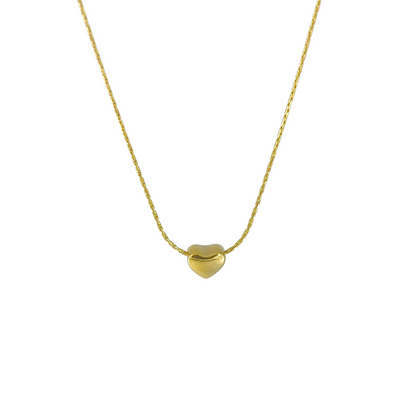 Golden Puff Heart Chain