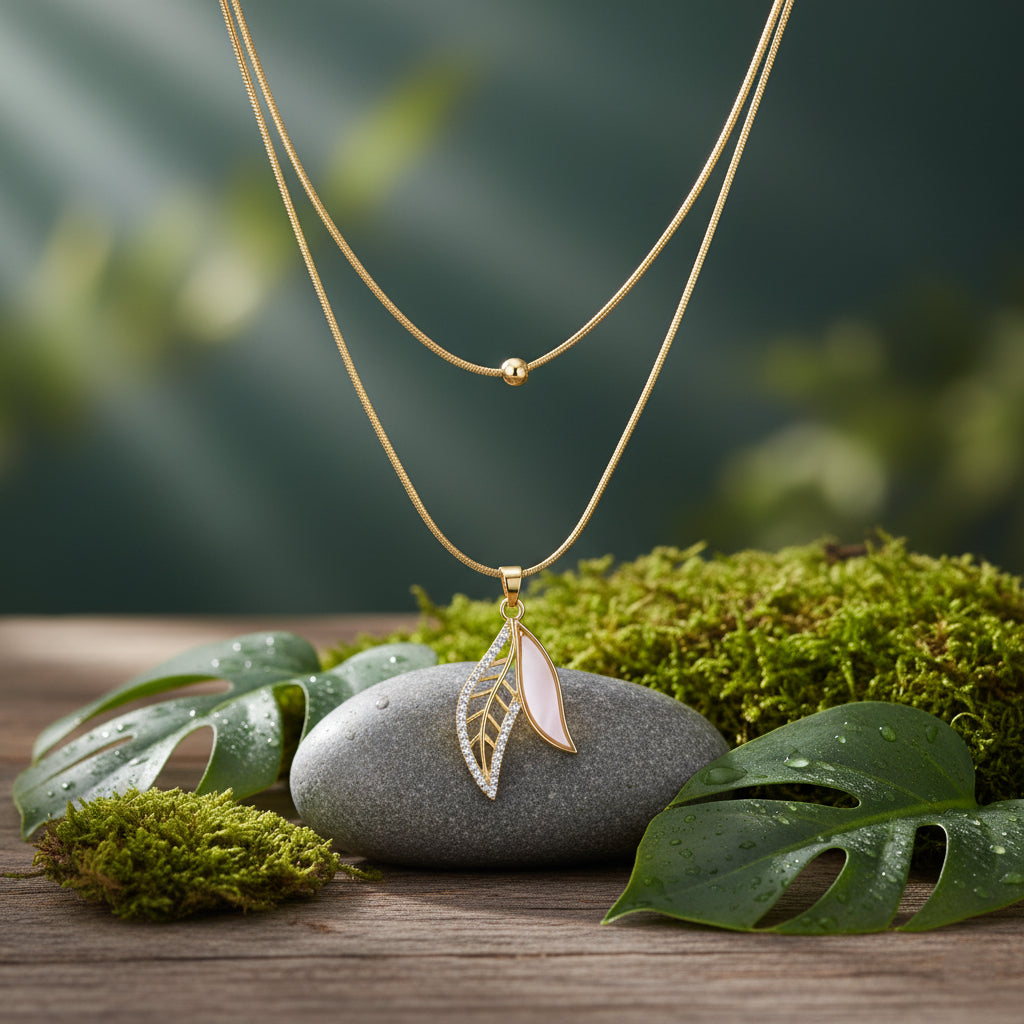 Petal Poise – Dual-Layer Leaf Necklace