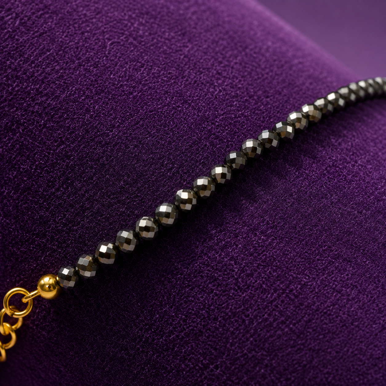 Terra Natural Raw Pyrite Beaded Anklet