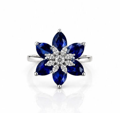 Floral AAA American Diamond Brass Statement Ring| Daisy Flower Cocktail Ring for Women