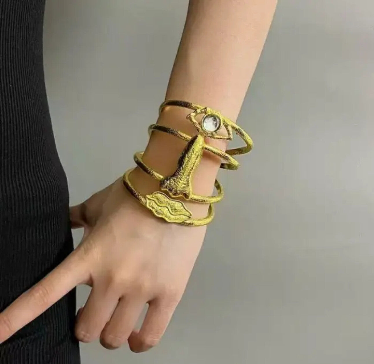 Silent Muse Abstract Face Statement Cuff Bracelet