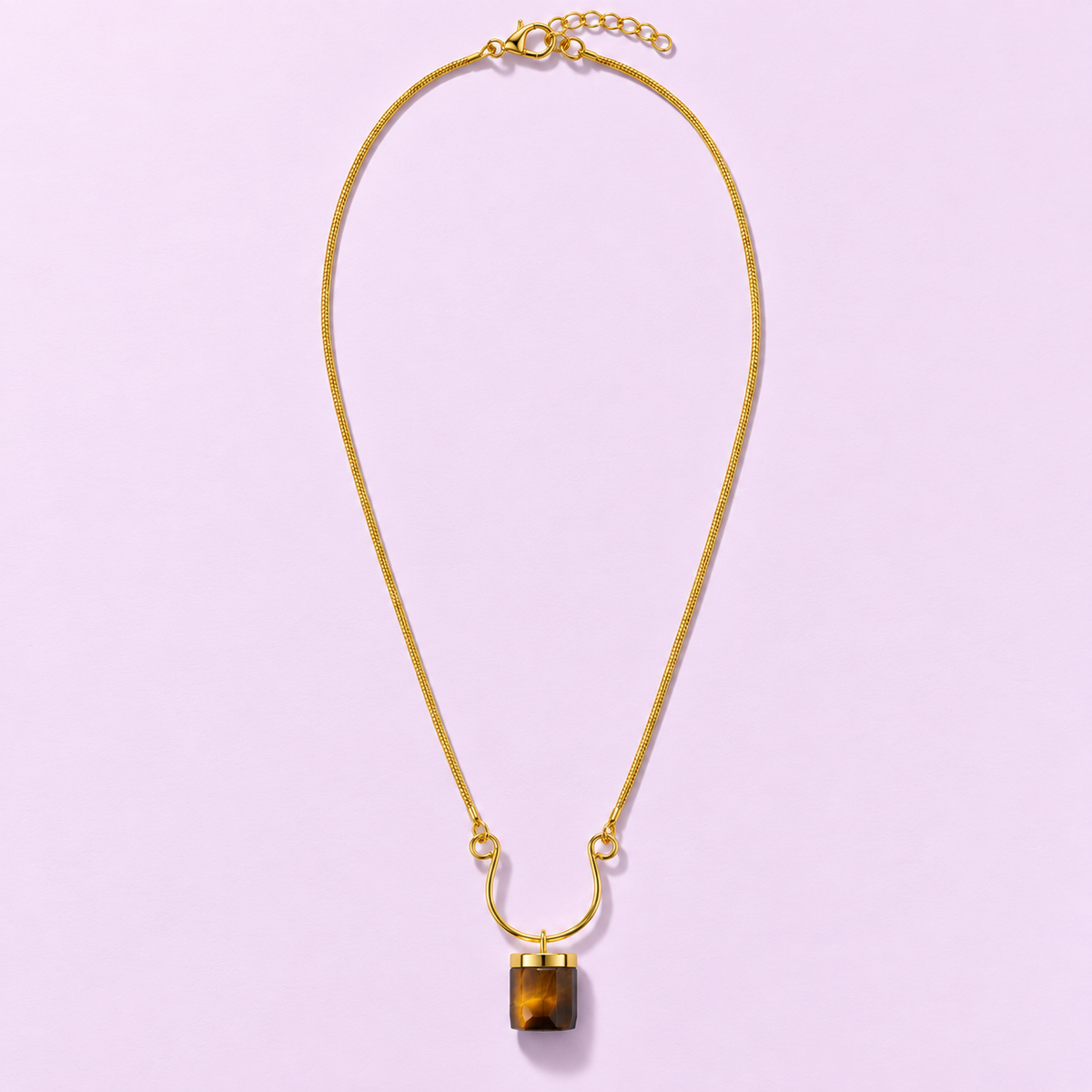 Terrene Raw Gemstone Baguette Pendant Necklace