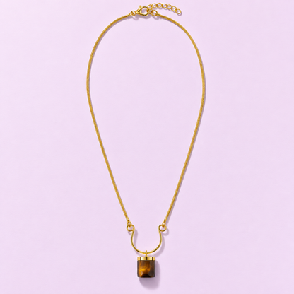 Terrene Raw Gemstone Baguette Pendant Necklace