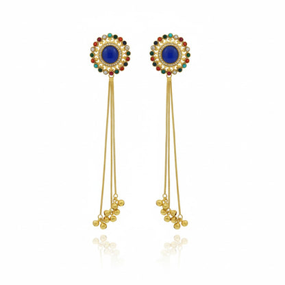 Royal Halo Tassel Statement Kashmiri Earrings