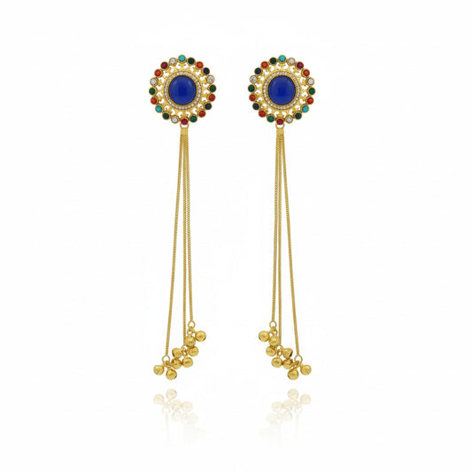 Royal Halo Tassel Statement Kashmiri Earrings