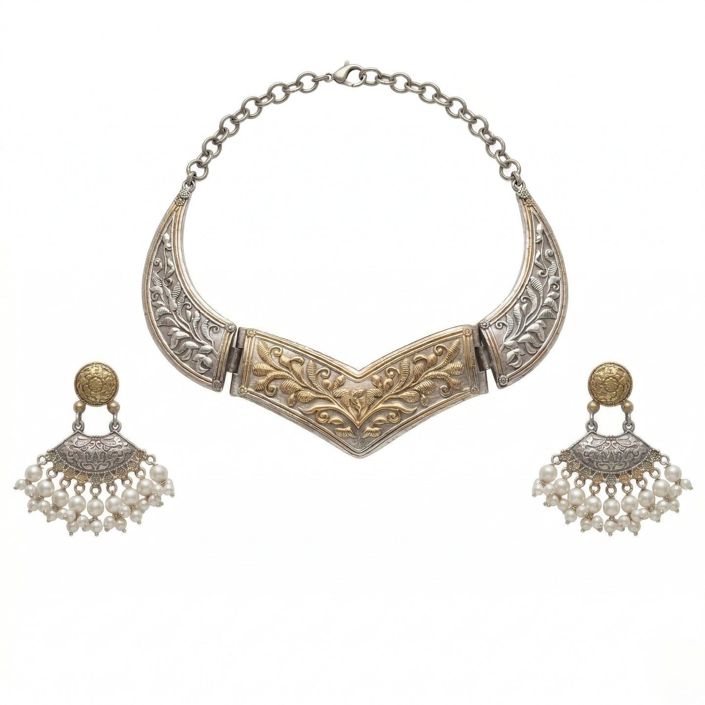 Heritage Dual-Tone Antique Finish Statement Necklace Set