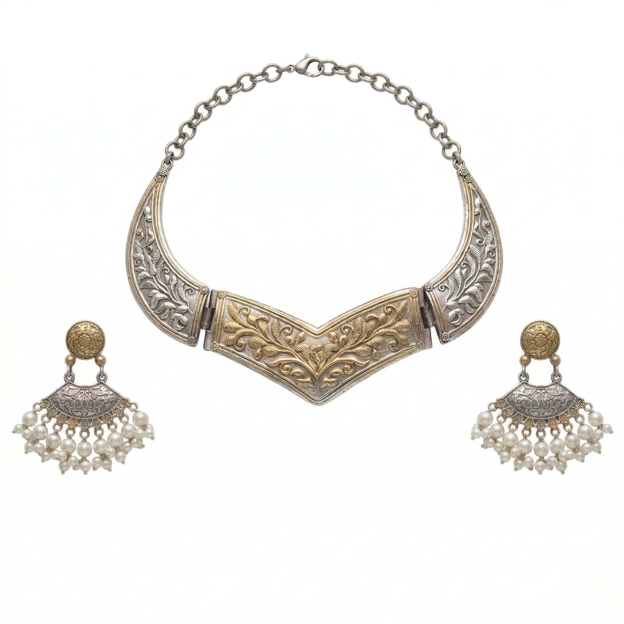 Heritage Dual-Tone Antique Finish Statement Necklace Set