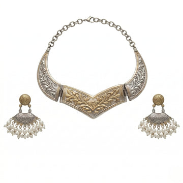 Heritage Dual-Tone Antique Finish Statement Necklace Set
